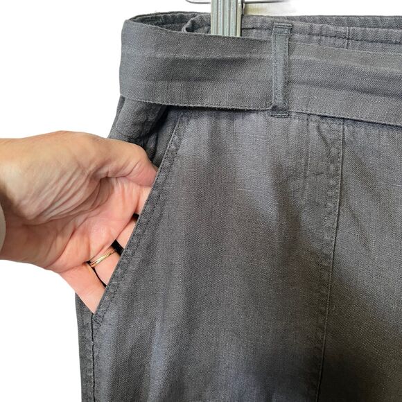 TAHARI Women's Charcoal Gray Belted High Rise Flare Leg Career Dress Pants 12 - Picture 4 of 9